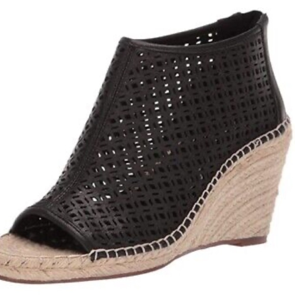 VINCE CAMUTO Platform Caged Leather Peep Toe Espadrille Wedge Sandals Size 6.5